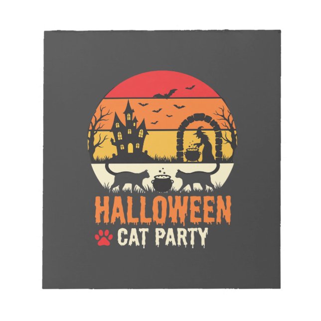 Halloween Cat Party Witch Cauldron Silhouette Desi Notepad (Front)