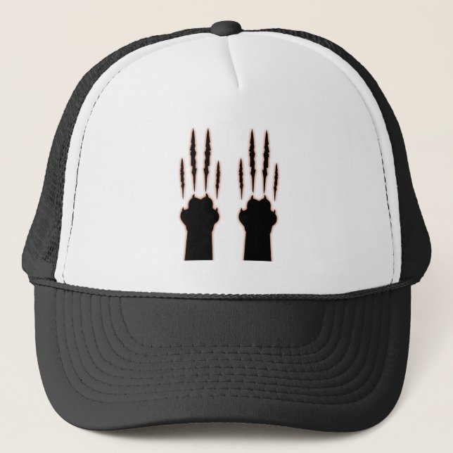 Halloween Cat Paw Claw Marks Cat Scratches Trucker Hat (Front)