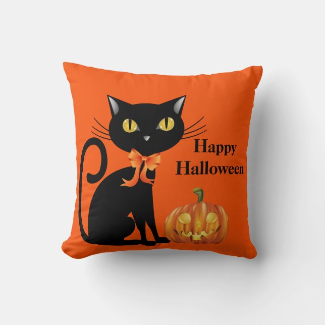 Halloween Cat Pillow (Front)