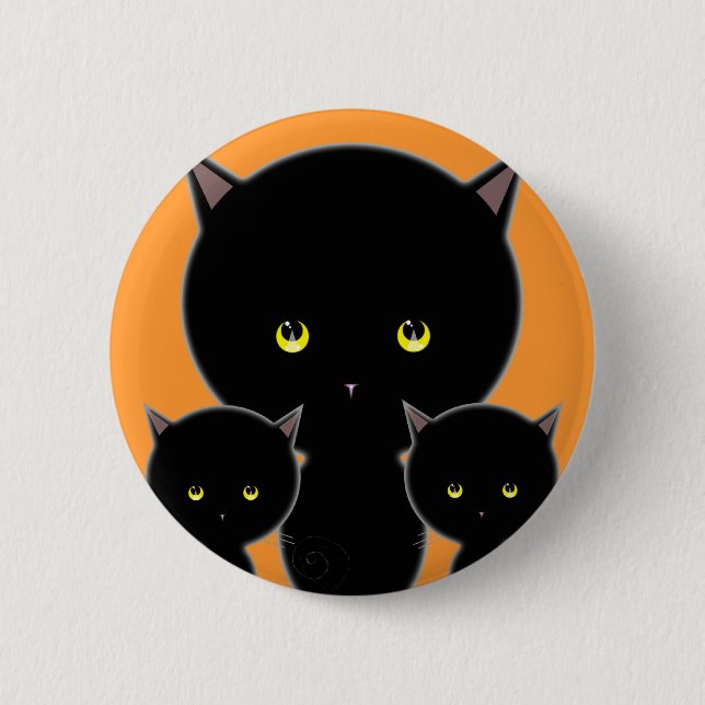 Halloween Cat Pin Button (Front)