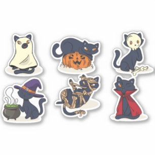 HALLOWEEN CAT POSES VECTOR SET 