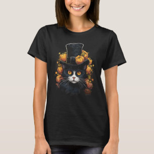 Halloween Cat Pumpkin Costume Funny Tuxedo Cat Hal T-Shirt