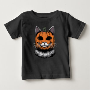 Halloween Cat, Pumpkin Face Baby T-Shirt