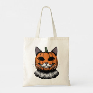 Halloween Cat, Pumpkin Face Tote Bag