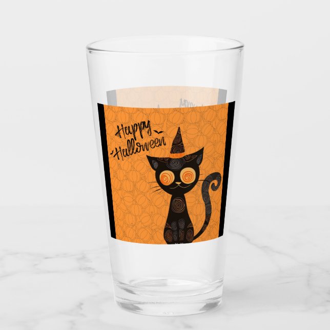 Halloween/cat/pumpkin/fall  glass (Front)