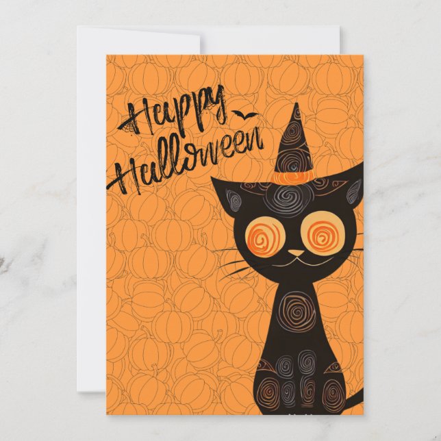 Halloween/cat/pumpkin/fall  holiday card (Front)