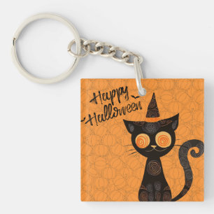 Halloween/cat/pumpkin/fall key ring