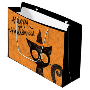 Halloween/cat/pumpkin/fall large gift bag