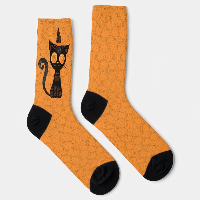 Halloween/cat/pumpkin/fall  socks (Right)