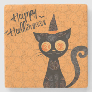 Halloween/cat/pumpkin/fall stone coaster