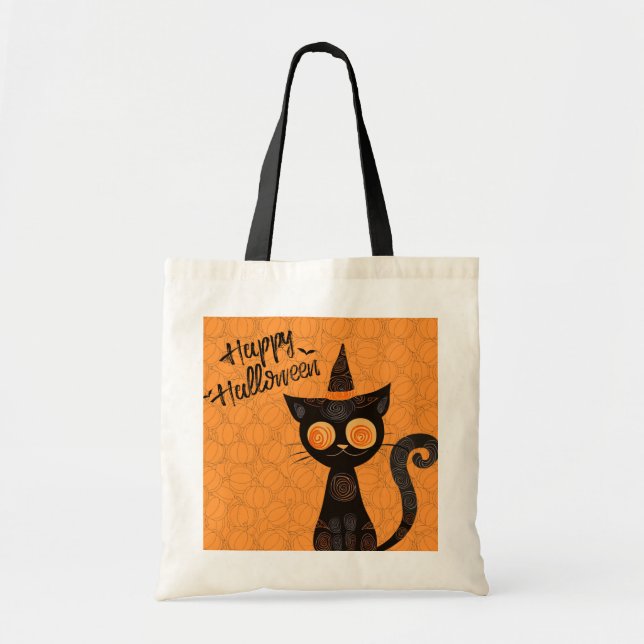 Halloween/cat/pumpkin/fall  tote bag (Front)