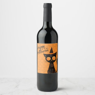 Halloween/cat/pumpkin/fall wine label