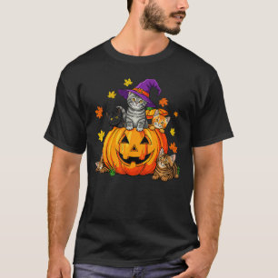 Halloween Cat Pumpkin Spooky Season Men Women Cute T-Shirt