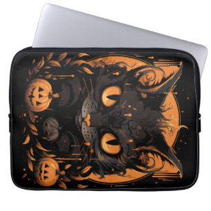 Halloween cat pumpkins laptop sleeve