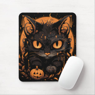 Halloween cat pumpkins mouse mat