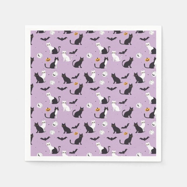  Halloween cat purple Napkin (Front)