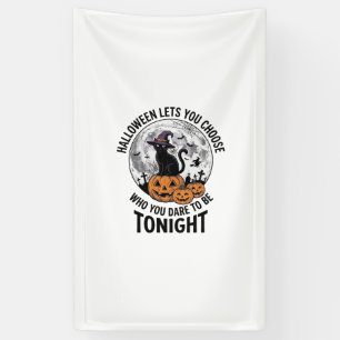 Halloween Cat Quote Spooky Pumpkin Witch Engraving Banner