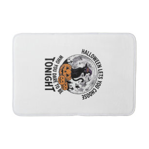 Halloween Cat Quote Spooky Pumpkin Witch Engraving Bath Mat