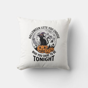 Halloween Cat Quote Spooky Pumpkin Witch Engraving Cushion