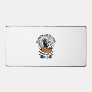Halloween Cat Quote Spooky Pumpkin Witch Engraving Desk Mat