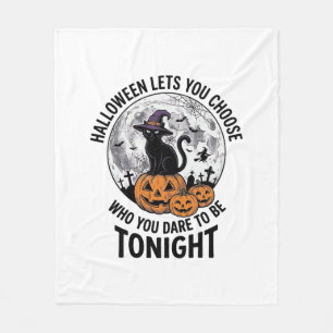 Halloween Cat Quote Spooky Pumpkin Witch Engraving Fleece Blanket