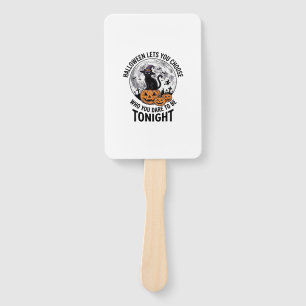 Halloween Cat Quote Spooky Pumpkin Witch Engraving Hand Fan