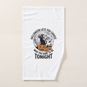 Halloween Cat Quote Spooky Pumpkin Witch Engraving Hand Towel