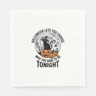 Halloween Cat Quote Spooky Pumpkin Witch Engraving Napkin