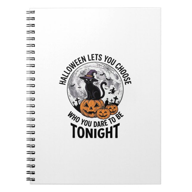 Halloween Cat Quote Spooky Pumpkin Witch Engraving Notebook (Front)