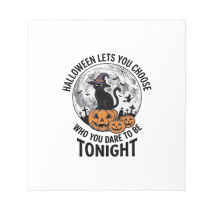 Halloween Cat Quote Spooky Pumpkin Witch Engraving Notepad