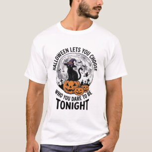 Halloween Cat Quote Spooky Pumpkin Witch Engraving T-Shirt