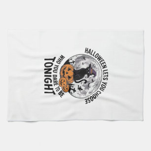 Halloween Cat Quote Spooky Pumpkin Witch Engraving Tea Towel