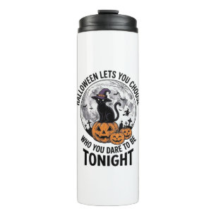 Halloween Cat Quote Spooky Pumpkin Witch Engraving Thermal Tumbler