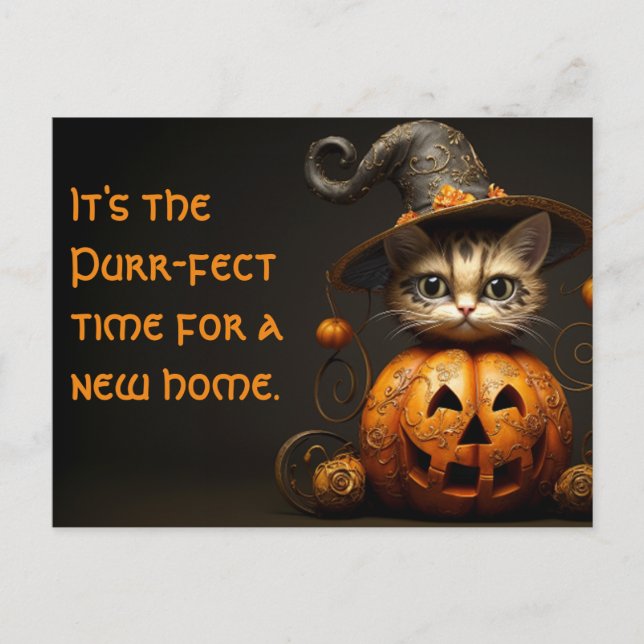 Halloween Cat Real Estate Marketing Postcard (Front)