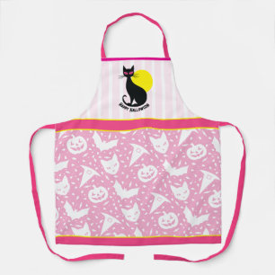 Halloween Cat Retro Halloween Apron 