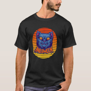 Halloween Cat retro style scary vintage kitty T-Shirt