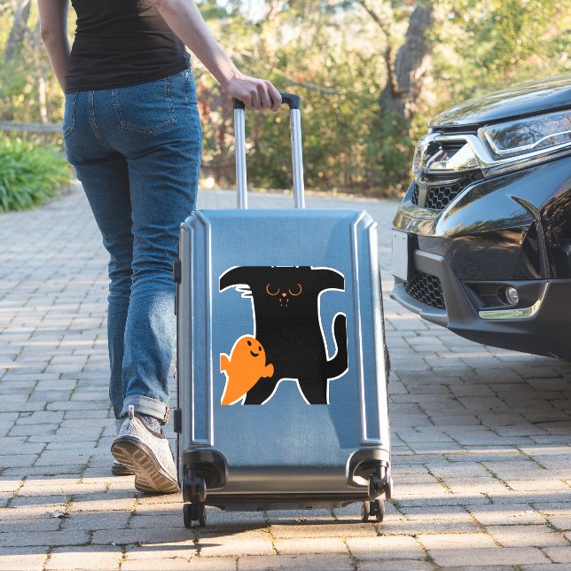 Halloween cat scared  (Suitcase Insitu)