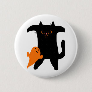 Halloween cat scared 6 cm round badge