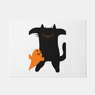 Halloween cat scared  doormat
