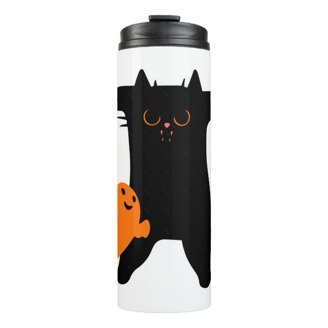 Halloween cat scared  thermal tumbler (Front)
