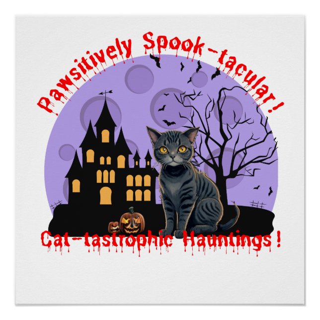 Halloween Cat Shirt | Halloween Sweater | Fall Poster (Front)