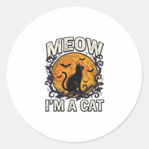 Halloween Cat Shirt Meow I'm A Cat Vintage Classic Round Sticker
