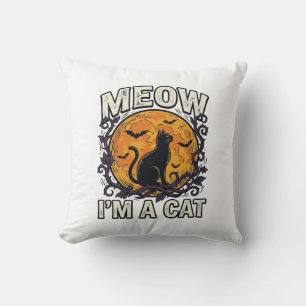 Halloween Cat Shirt Meow I'm A Cat Vintage Cushion