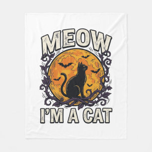 Halloween Cat Shirt Meow I'm A Cat Vintage Fleece Blanket