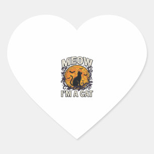 Halloween Cat Shirt Meow I'm A Cat Vintage Heart Sticker
