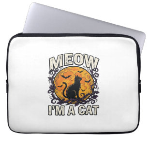 Halloween Cat Shirt Meow I'm A Cat Vintage Laptop Sleeve