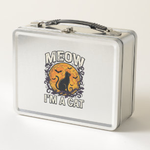 Halloween Cat Shirt Meow I'm A Cat Vintage Metal Lunch Box