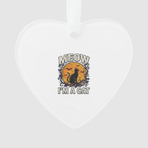 Halloween Cat Shirt Meow I'm A Cat Vintage Ornament