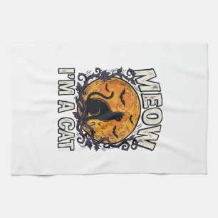Halloween Cat Shirt Meow I'm A Cat Vintage Tea Towel