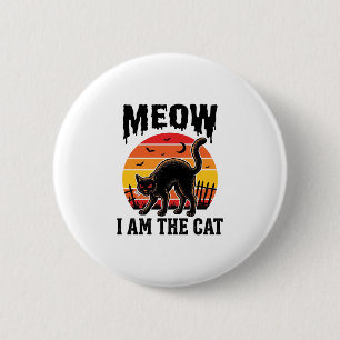 Halloween Cat Shirt Meow Vintage Black Cat Design_ 6 Cm Round Badge